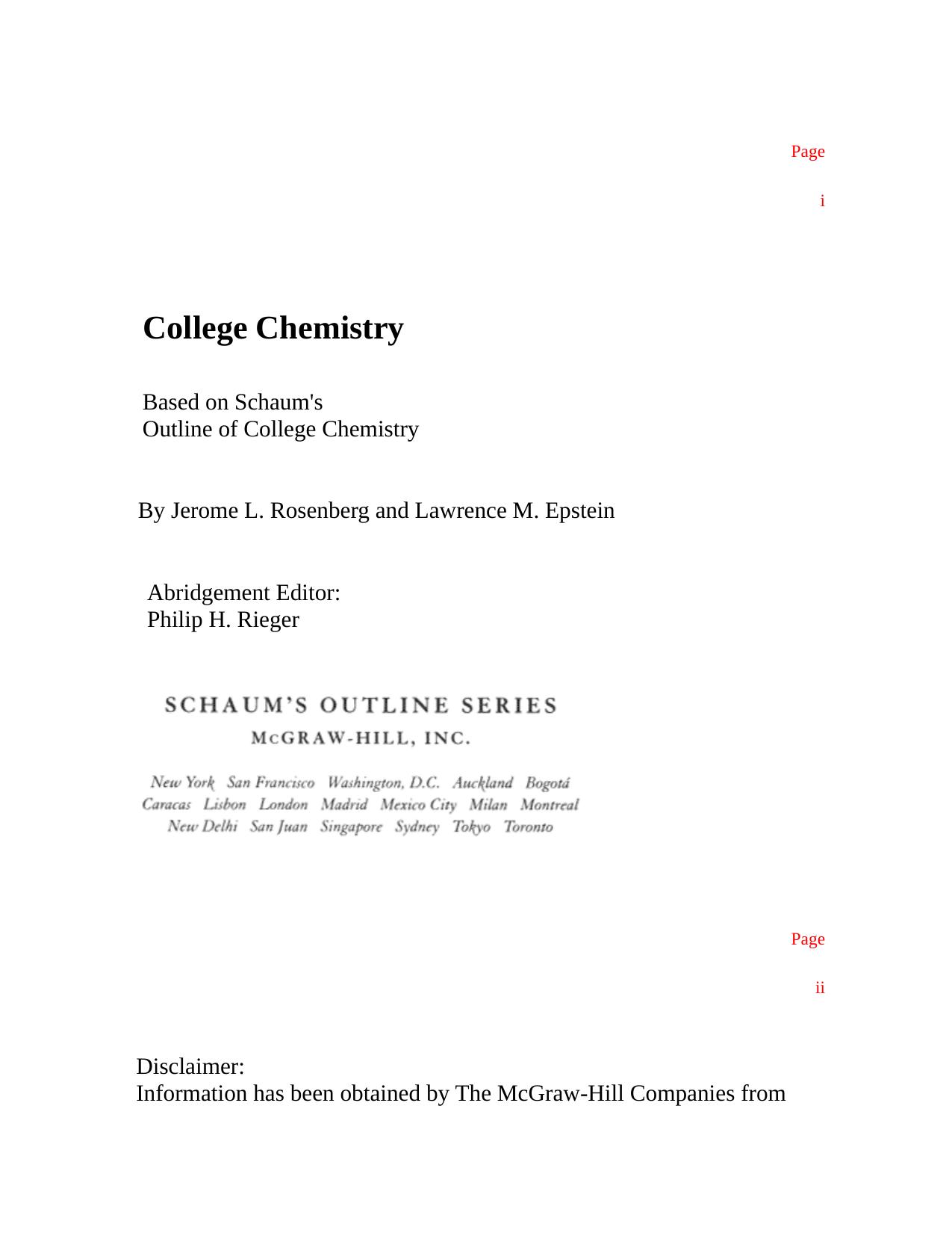 McGraw-Hill - College Chemistry (Schaum's Easy Outlines) - 2000