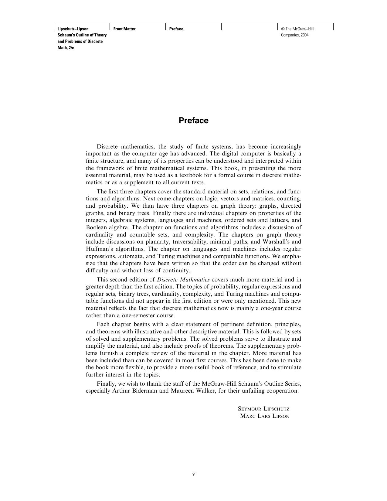 Lipschutz S., Lipson M. Schaum's Outline of Discrete Maths (Schaum,1997)(ISBN 0070380457)(535s) CsDi