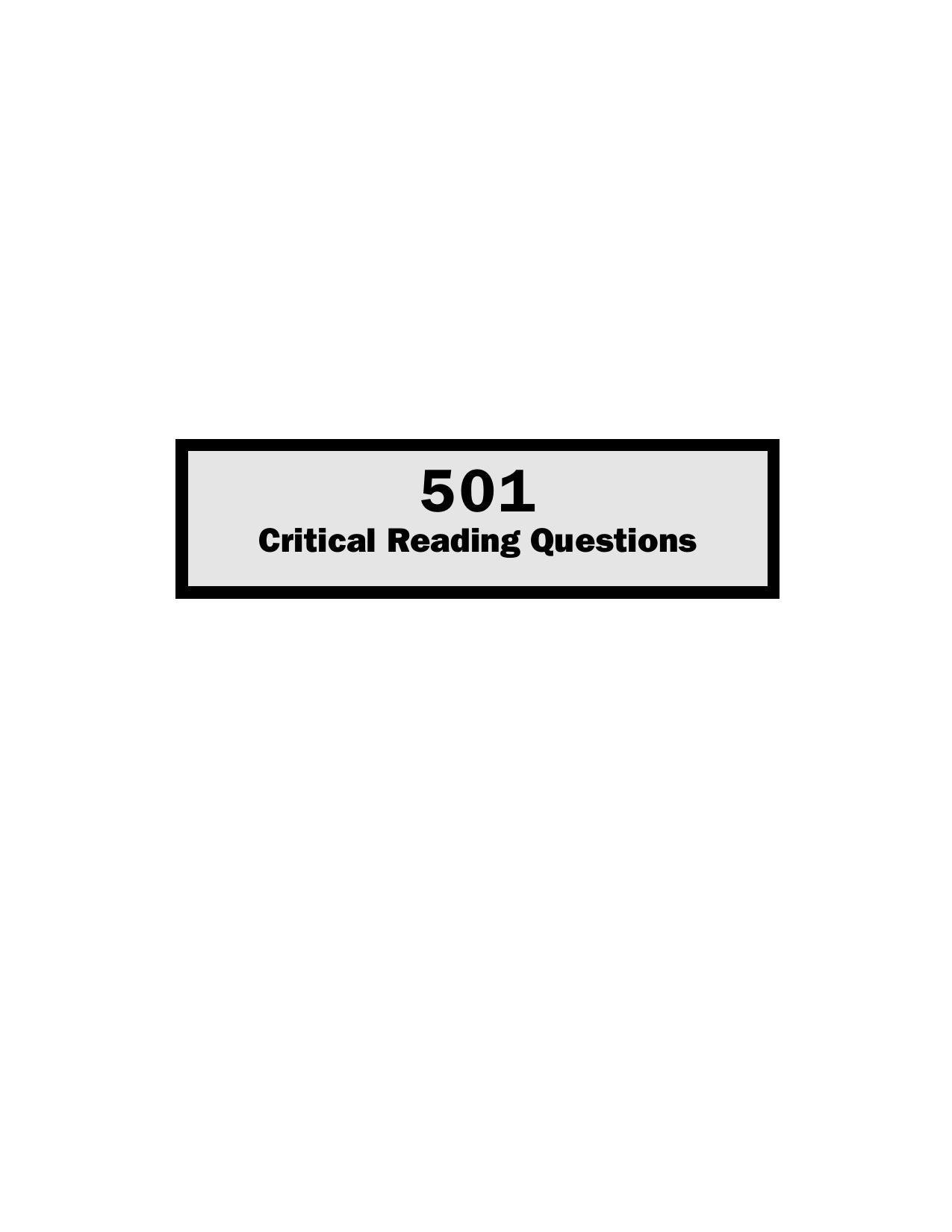 501 Critical Reading Questions